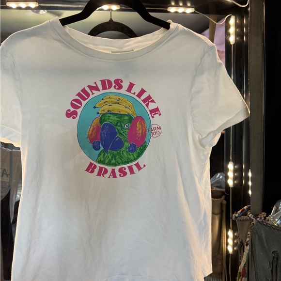 FARM Rio Tops - FARM Rio White Tee “sounds like Brazil” graphic